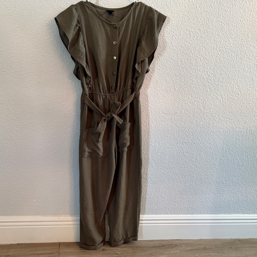 7/8 girls Art Class Olive Green Romper Pant Suit